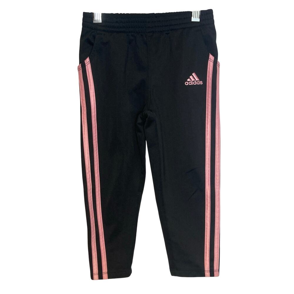 ❤️5/$25 SALE Adidas Kids Black Pink Stripe Athletic Training Jogger Track Pants